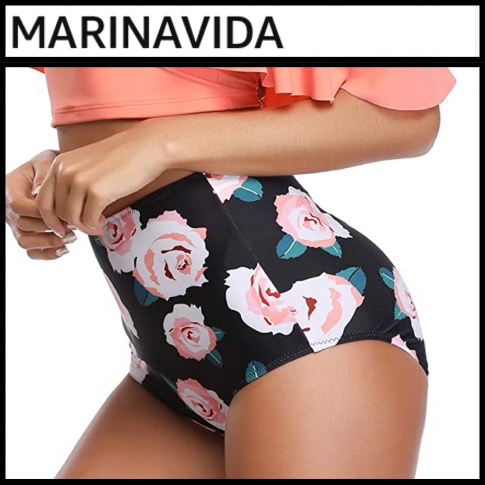 NWT Marinavida High Waist Floral Bikini Bottoms